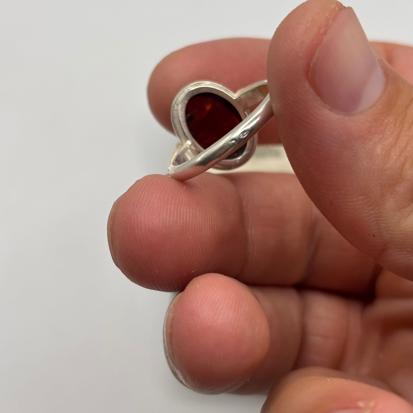 Silver Amber Ring (P)