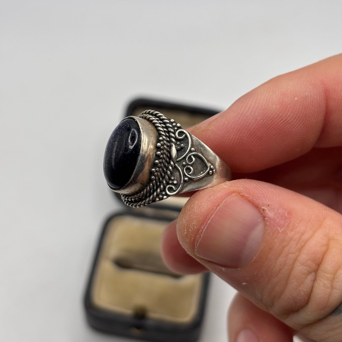 Silver Sun Stone Ring