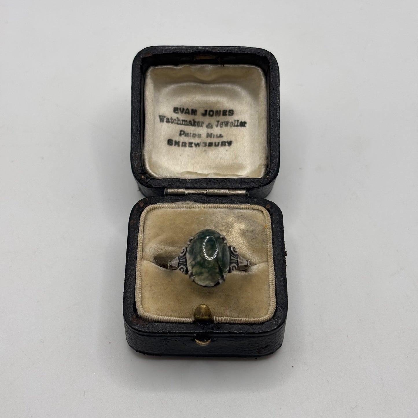Silver 1920’s Moss Agate Ring (N 1/2)
