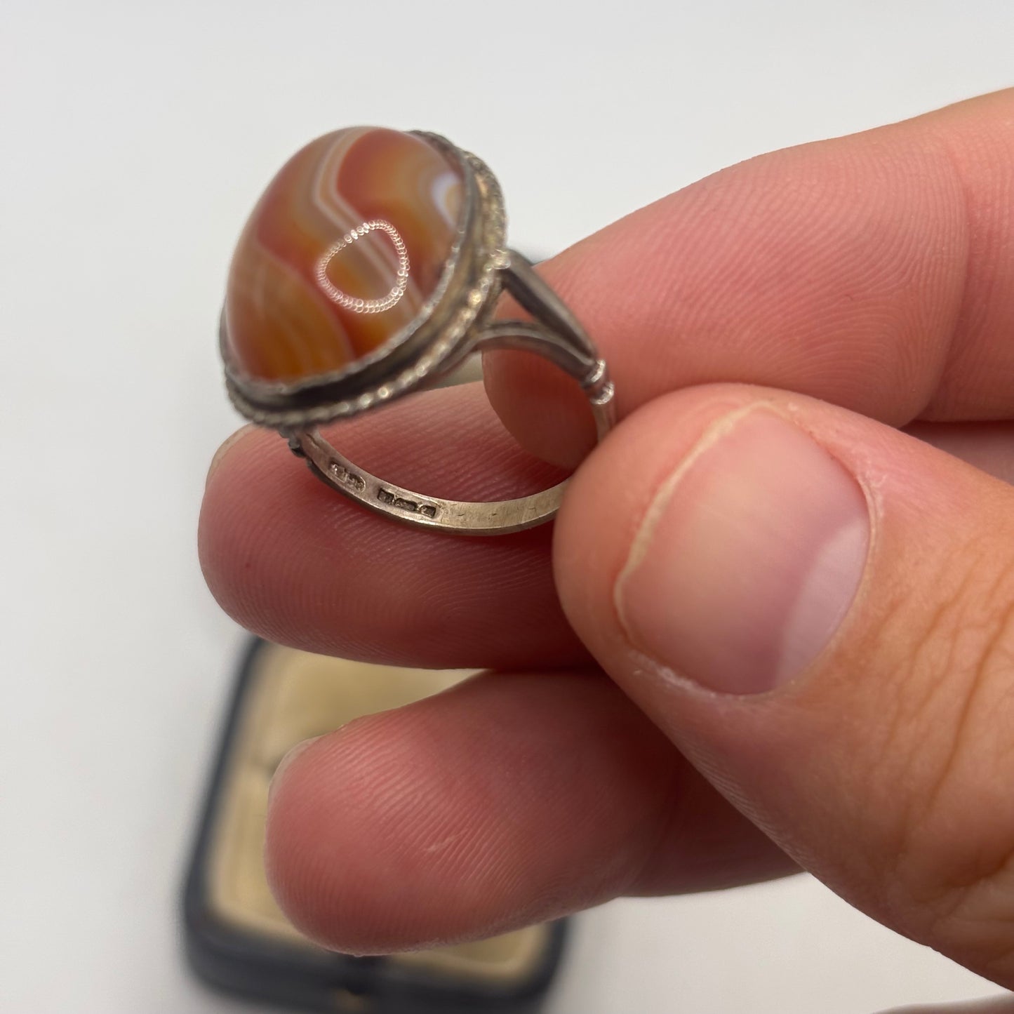 Silver Vintage Agate Ring (N)
