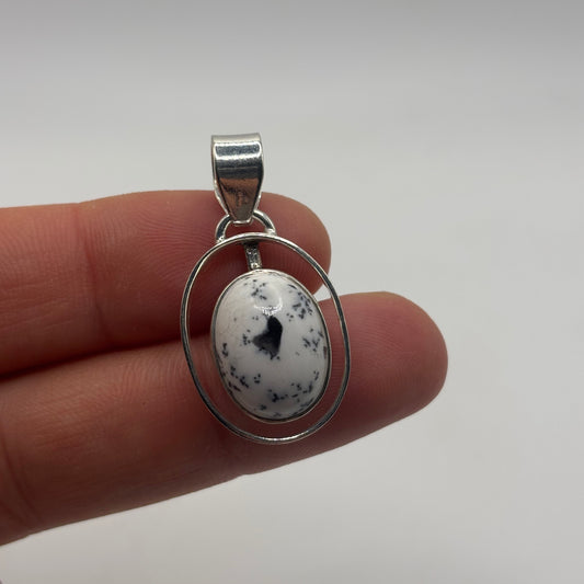 Silver Dendritic Agate Pendant