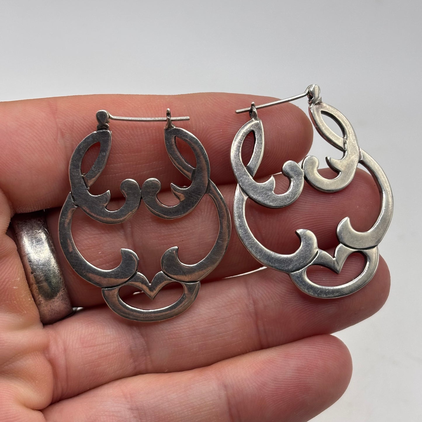 Silver Unusual Hoops (40mm)