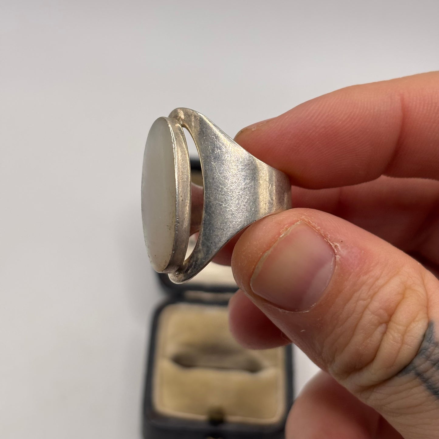 Silver Large Pearl Ring