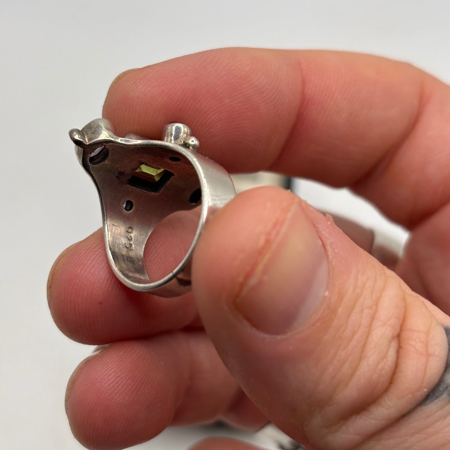 Silver Amethyst & Green Topaz Ring (M)