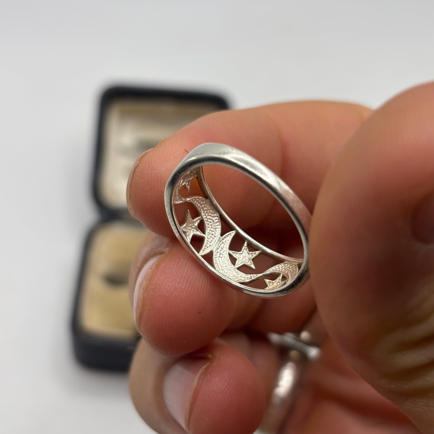 Silver Moon & Star Ring
