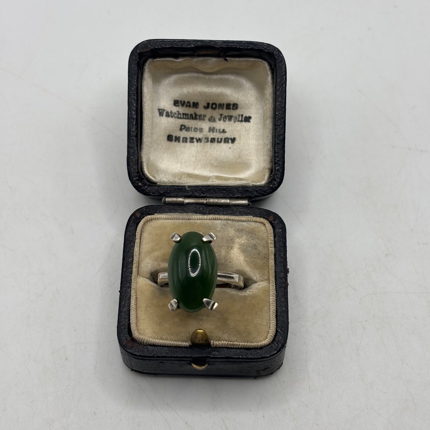 Silver Jade Mid Century Ring (N)