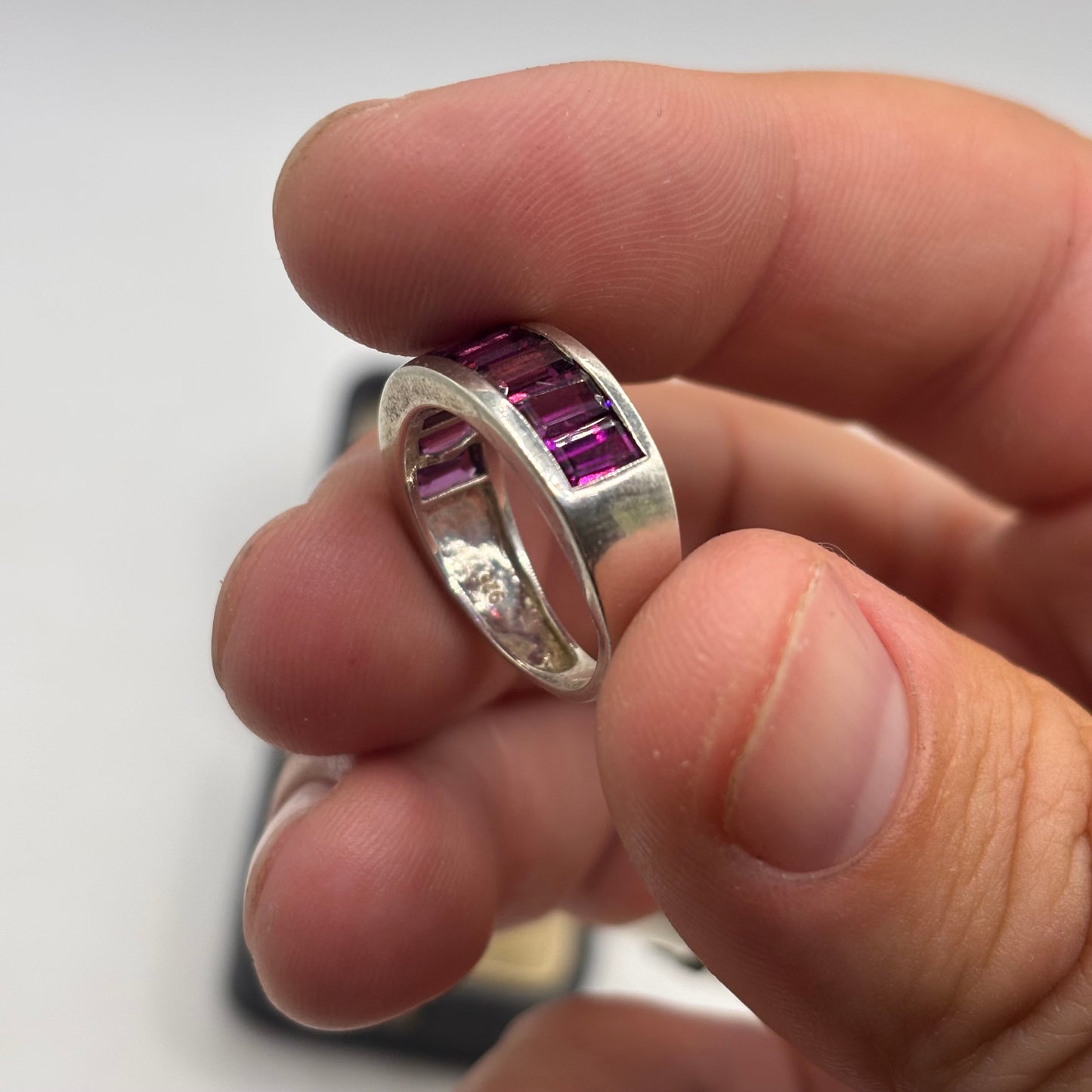 Silver Ruby Inlayed Ring (M)