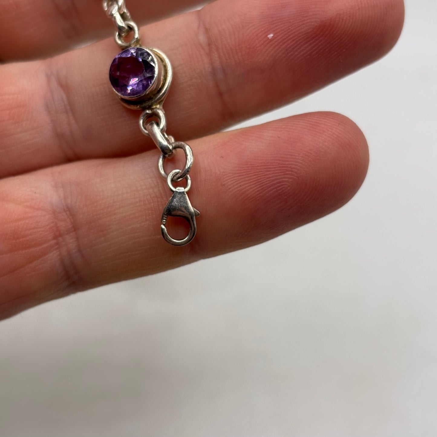 Silver 7-8” Amethyst Bracelet
