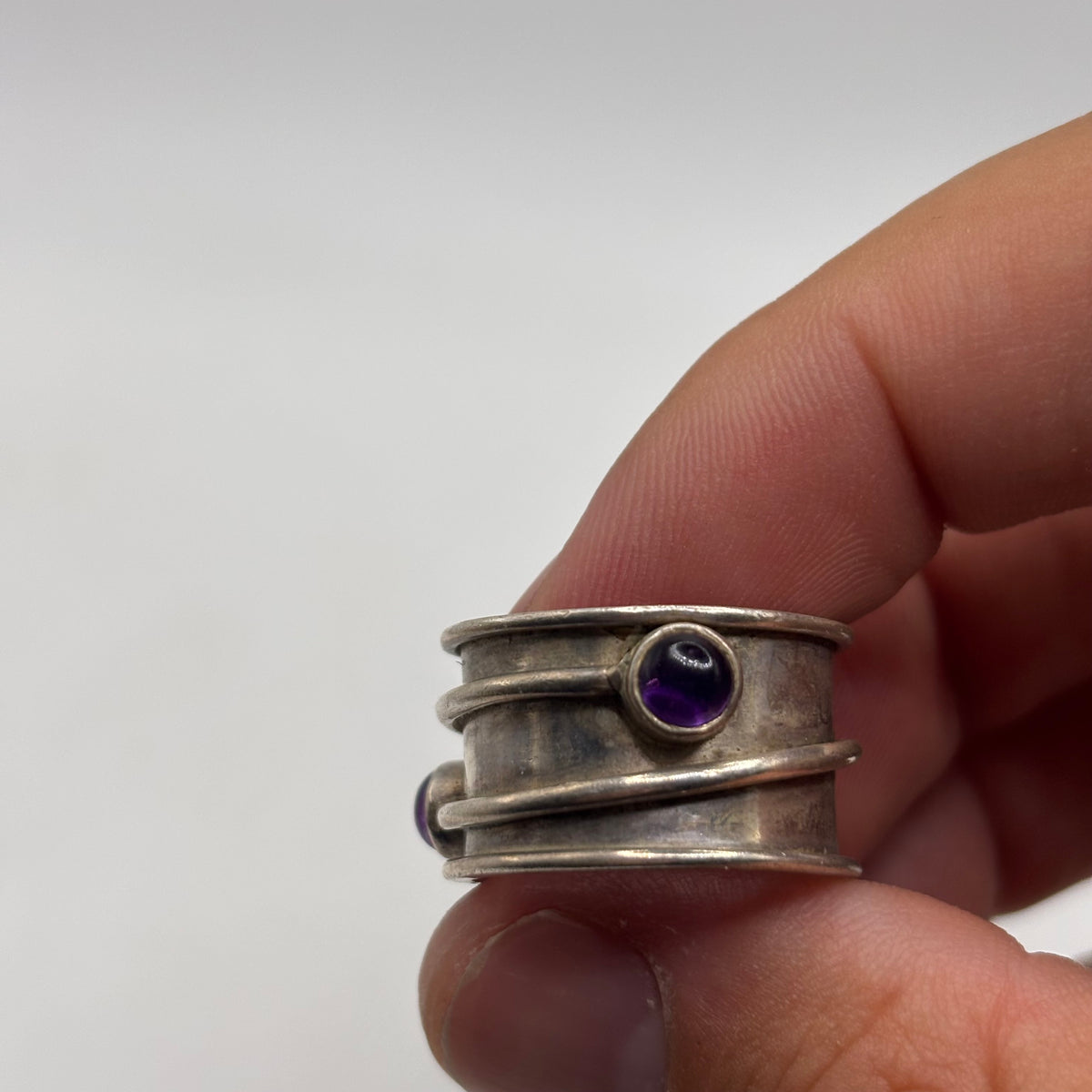 Silver Chunky Amethyst Ring (R)
