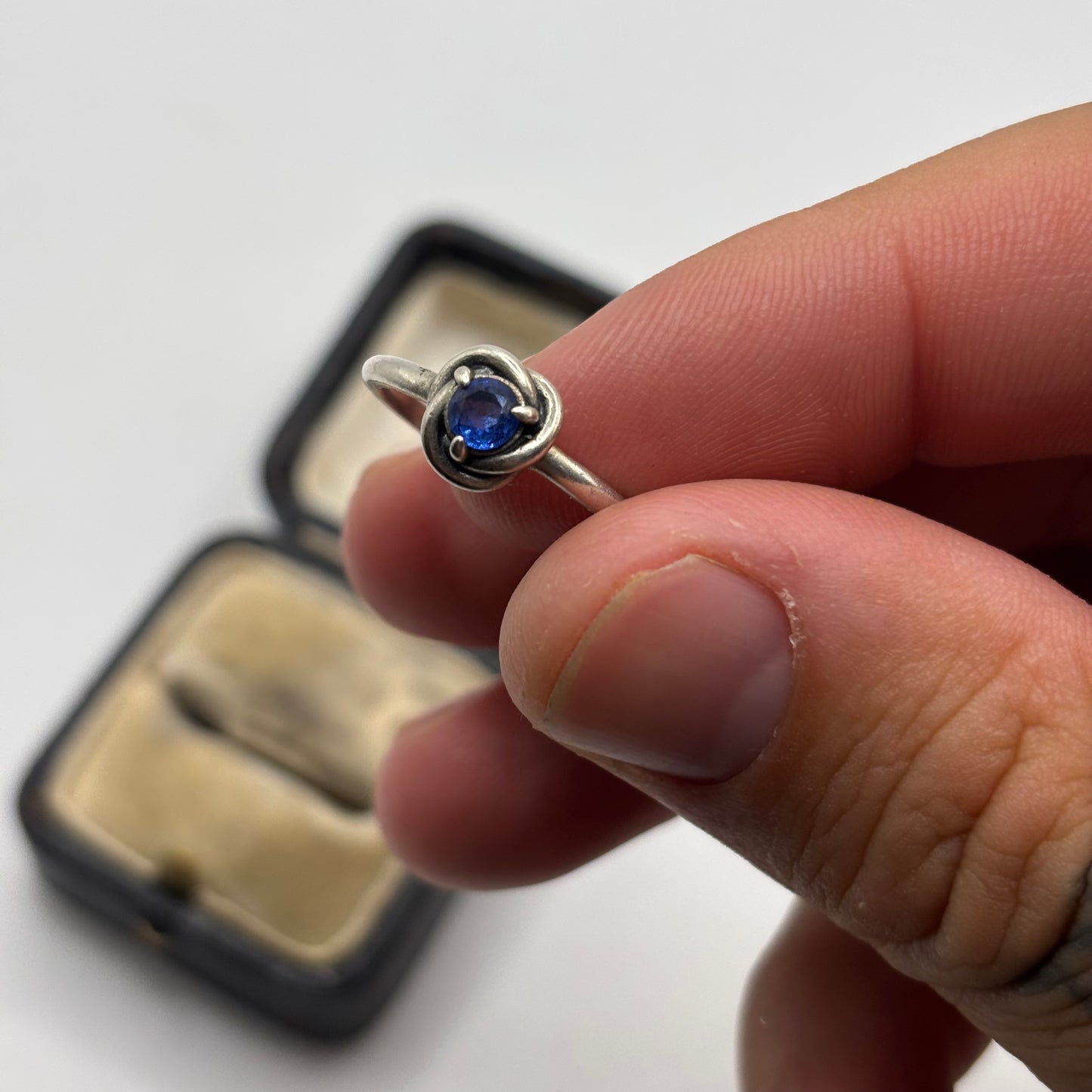 Silver Pandora Blue Stone Ring (N)