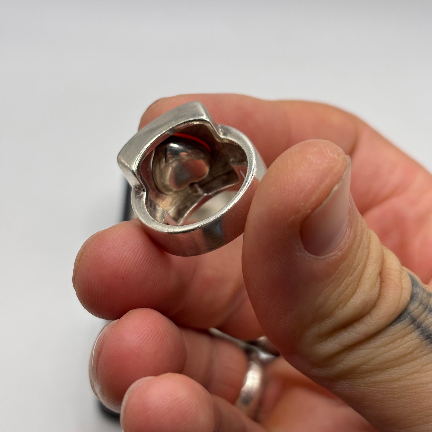 Silver Heavy Heart Spinner Ring