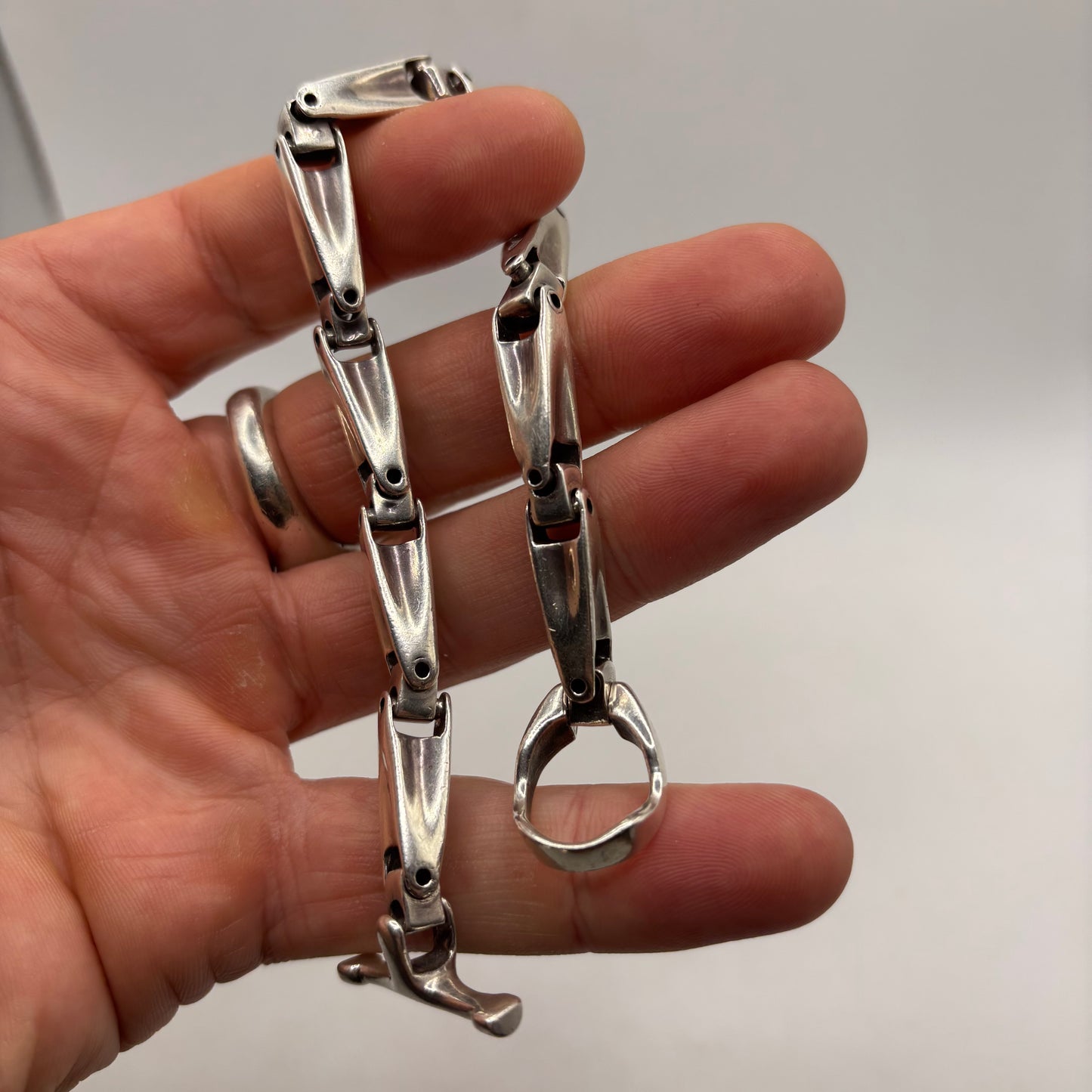 Silver 8.5” Heavy & Rare U-Joint Bracelet