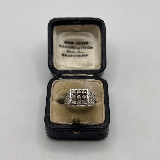 Silver Vintage CZ Signet Ring (M)