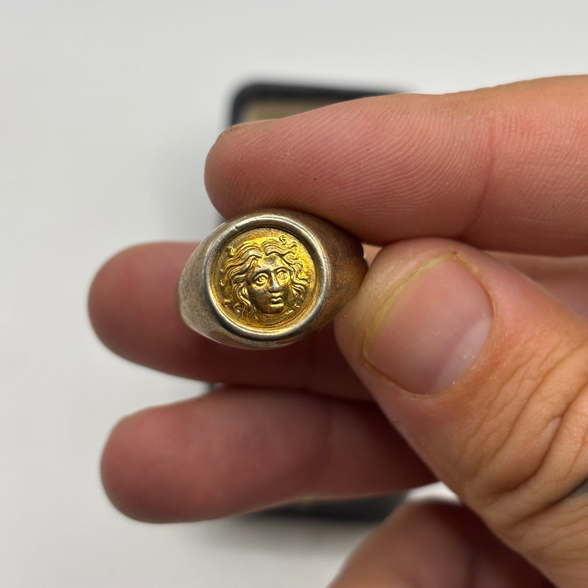 Gold On Silver Designer Medusa Head Ring (S)