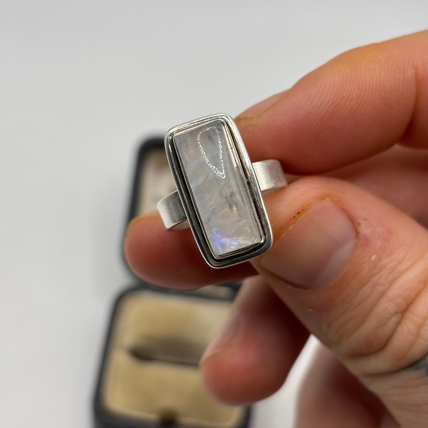 Silver Chunky Moonstone Ring