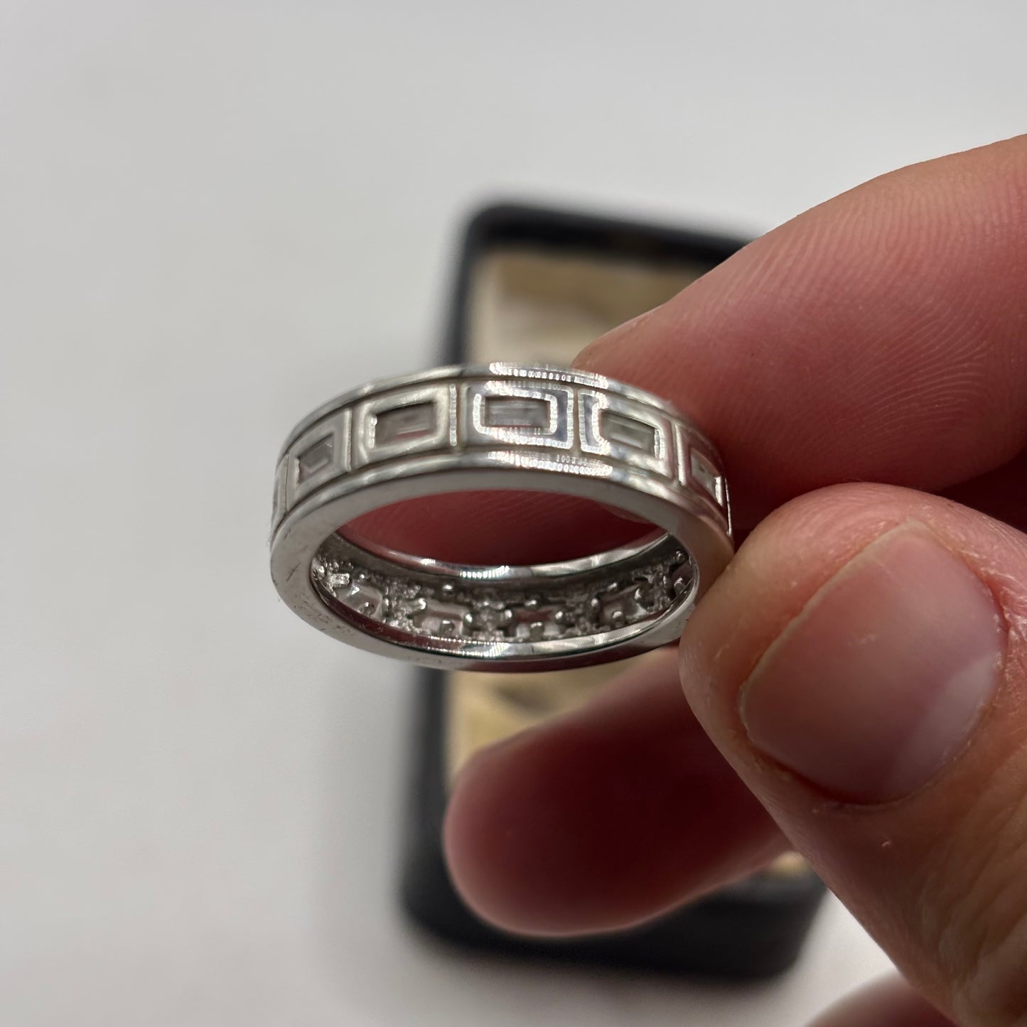 Silver CZ Band Ring (V)