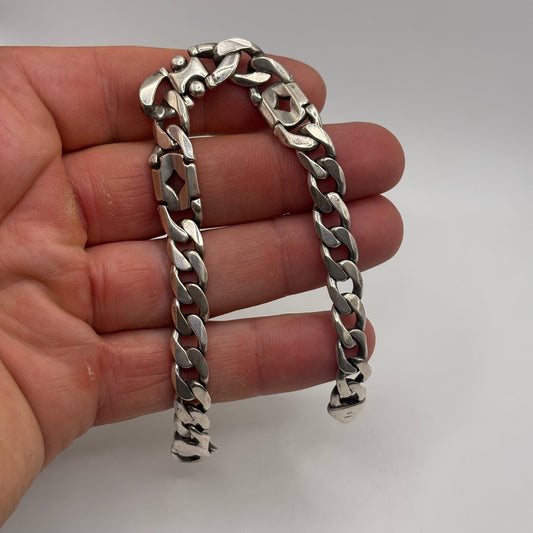 Silver 8” Unusual Link Curb Bracelet
