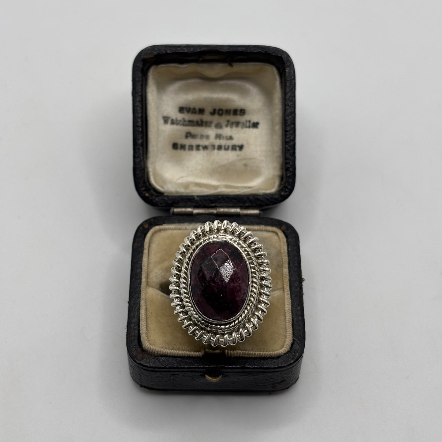 Silver Faceted Rhodonite Ring (R)