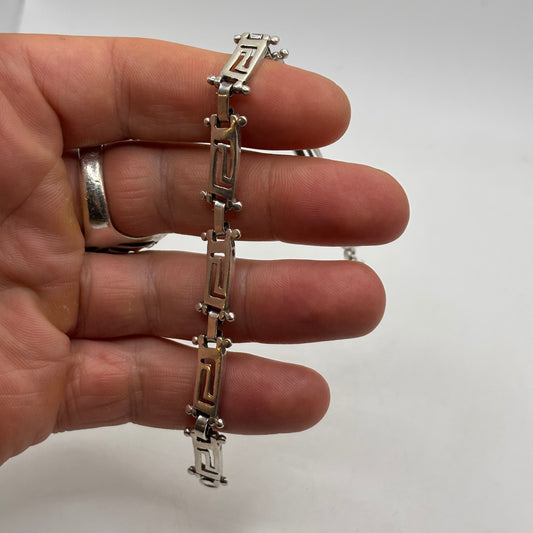 Silver 7.5” Greek Link Bracelet