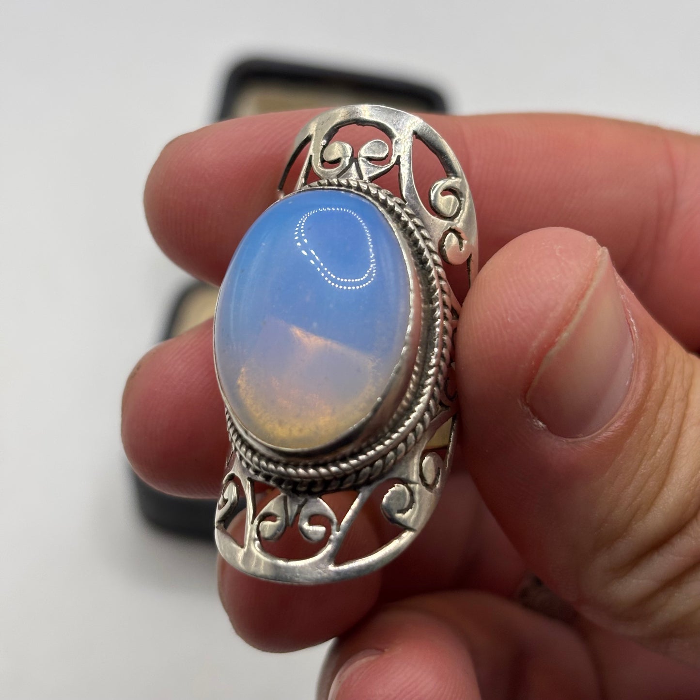 Silver Large Moonstone Ring (O)