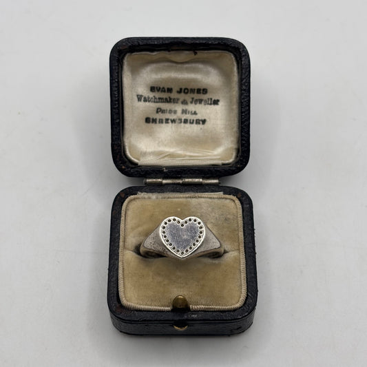 Silver Pandora Heart Signet Ring