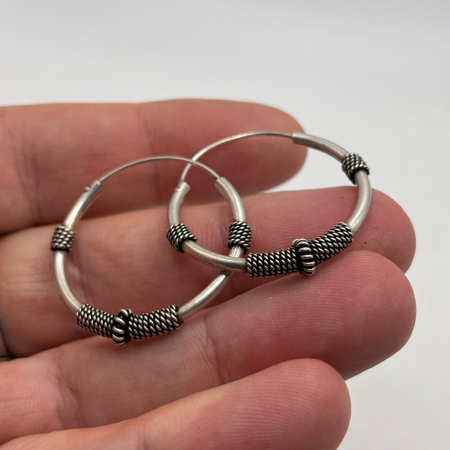 Silver Bali Hoop Earrings (30mm)