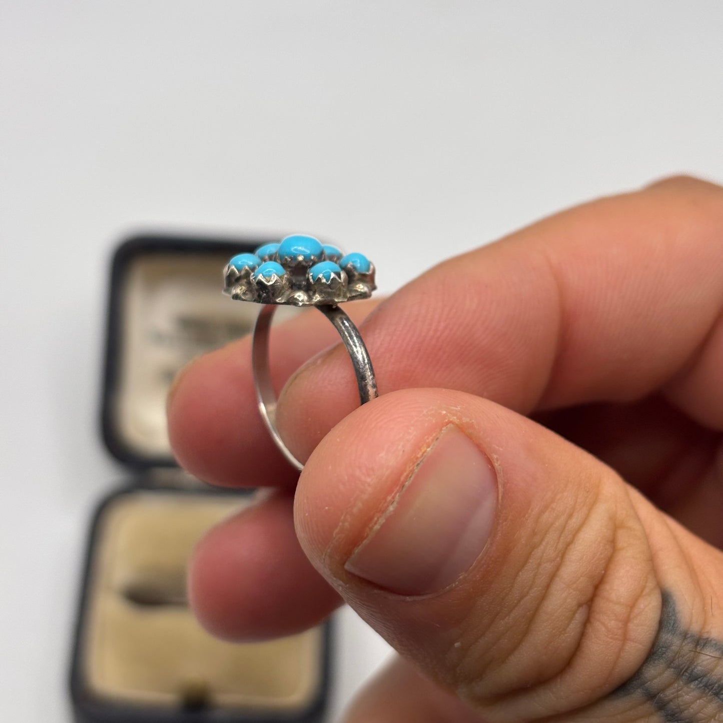 Silver Zuni Snake Eye Turquoise Ring
