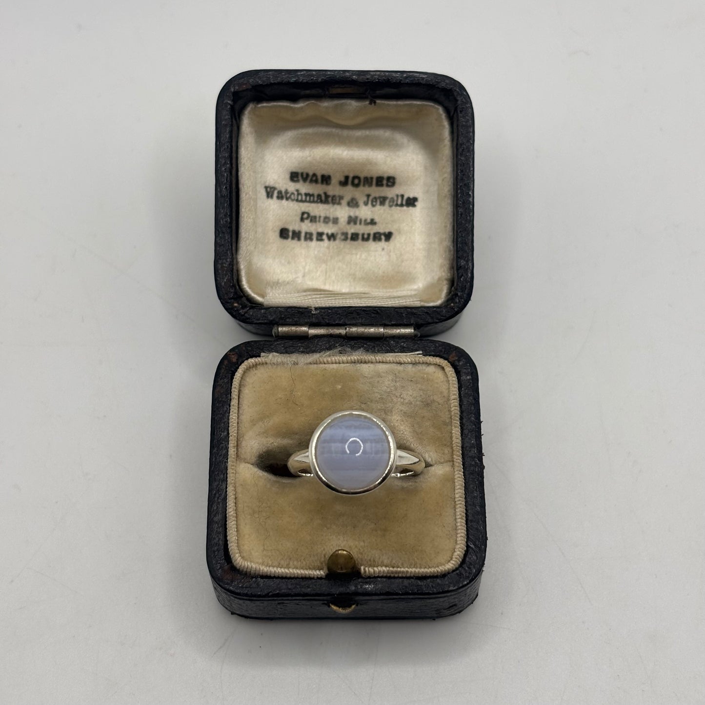 Silver Blue Laced Agate Ring