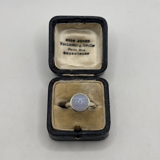 Silver Blue Laced Agate Ring