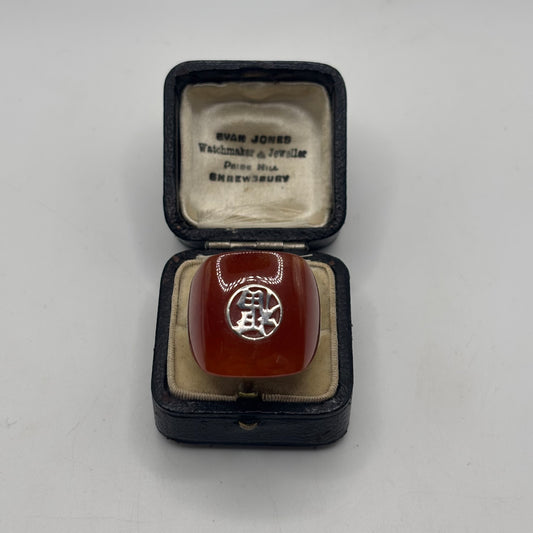 Silver Chinese Carnelian Ring