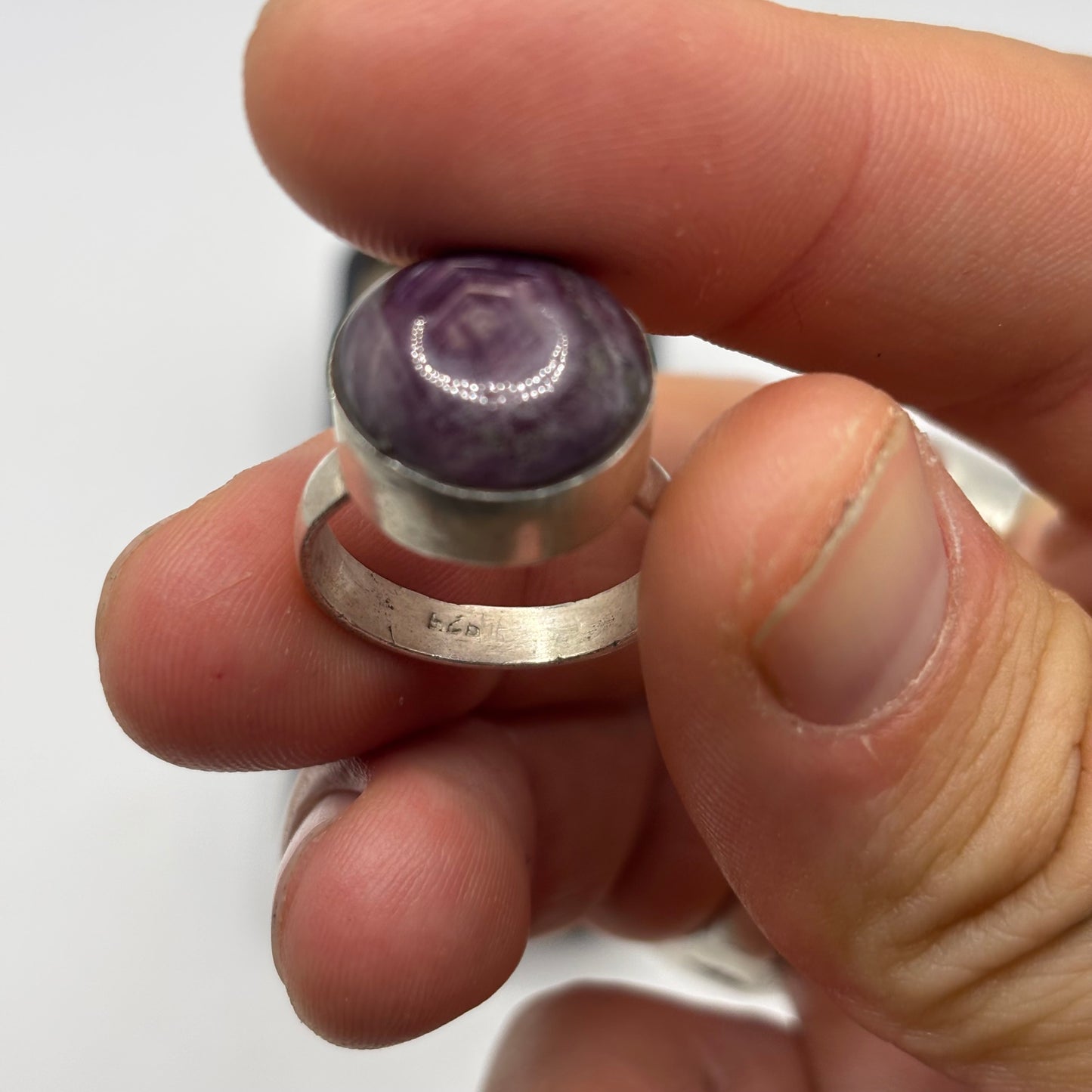 Silver Purple Star Sapphire Ring