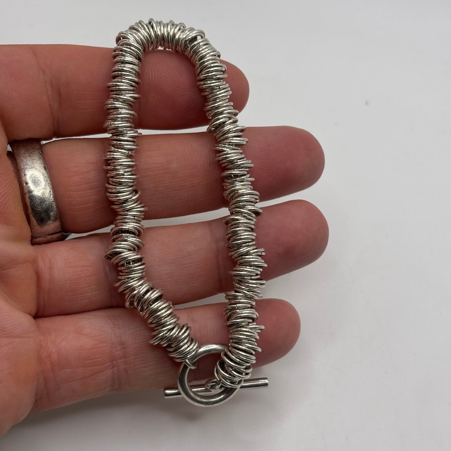 Silver 7.5” Heavy Unusual Bracelet