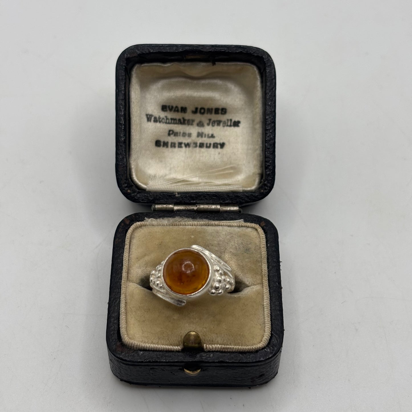 Silver Amber Ring