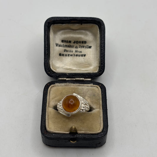 Silver Amber Ring