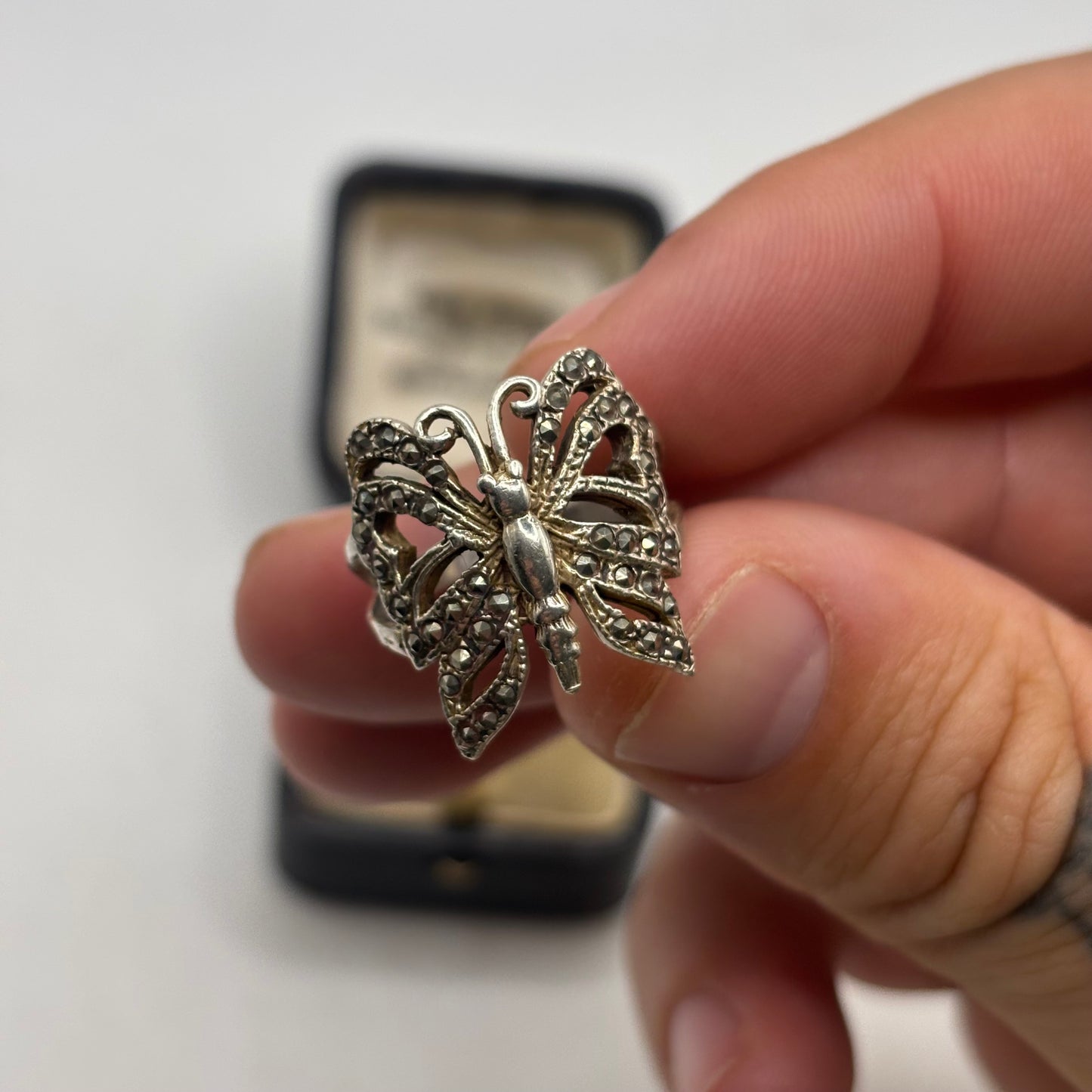 Silver Marcasite Butterfly Ring (N)