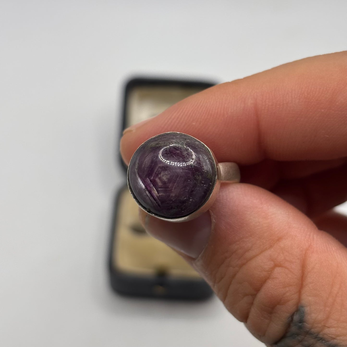 Silver Purple Star Sapphire Ring