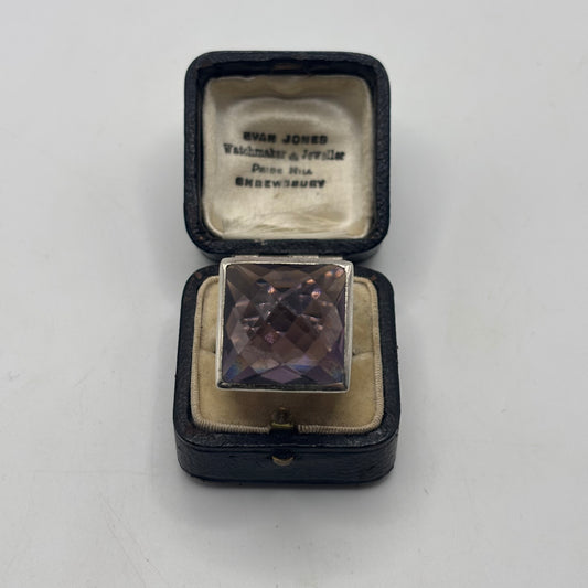 Silver Large Amethyst Ring