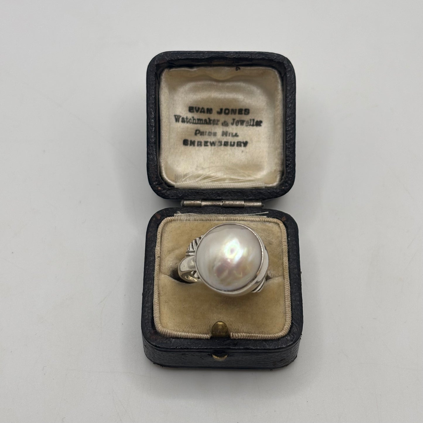 Silver Pearl Feather Ring