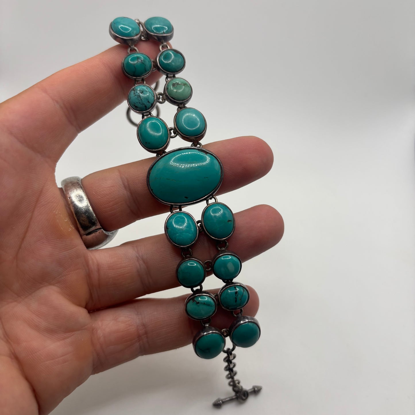 Silver 7”-8.5” Turquoise Bracelet