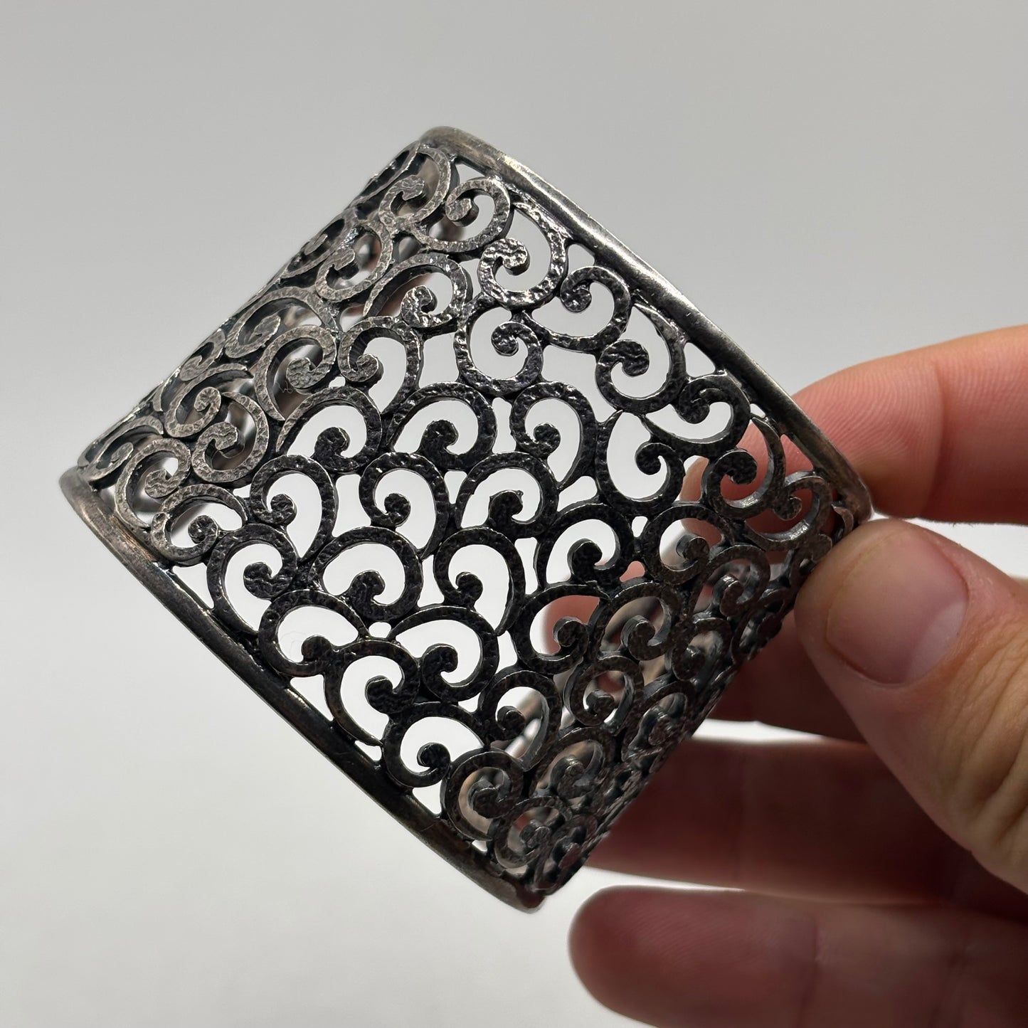 Silver Detailed Cuff Bangle (65mm)