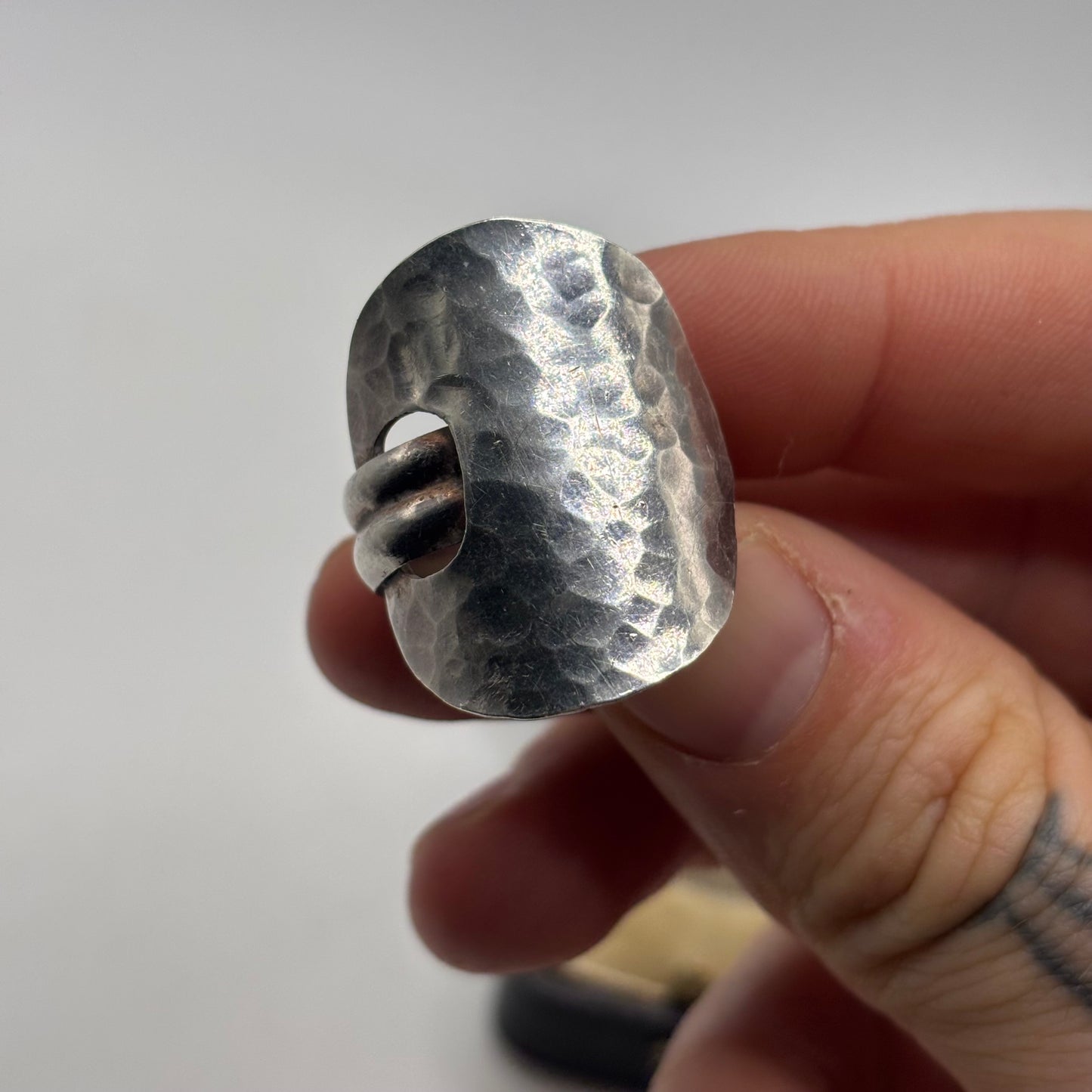 Silver Hammered Band Ring