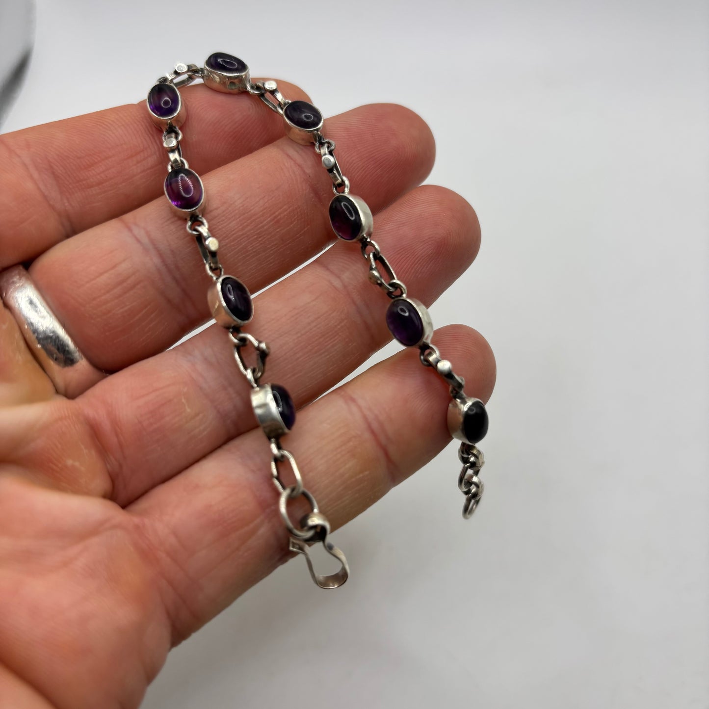 Silver 8” Amethyst Bracelet