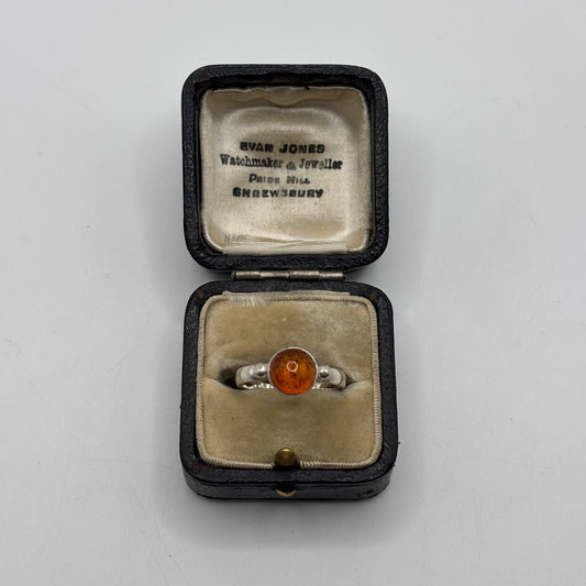 Silver Amber Ring