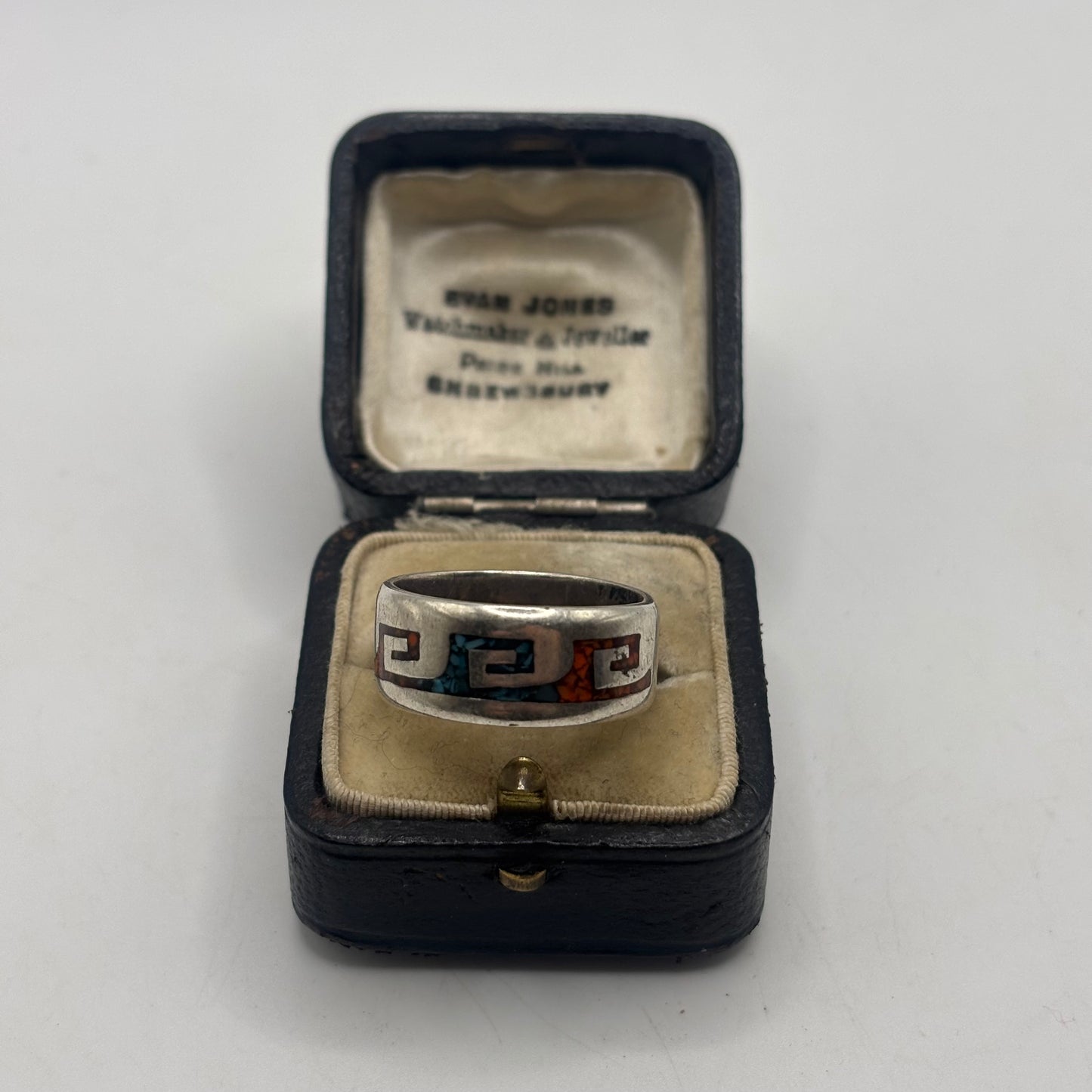 Silver Native American Turquoise & Coral Ring