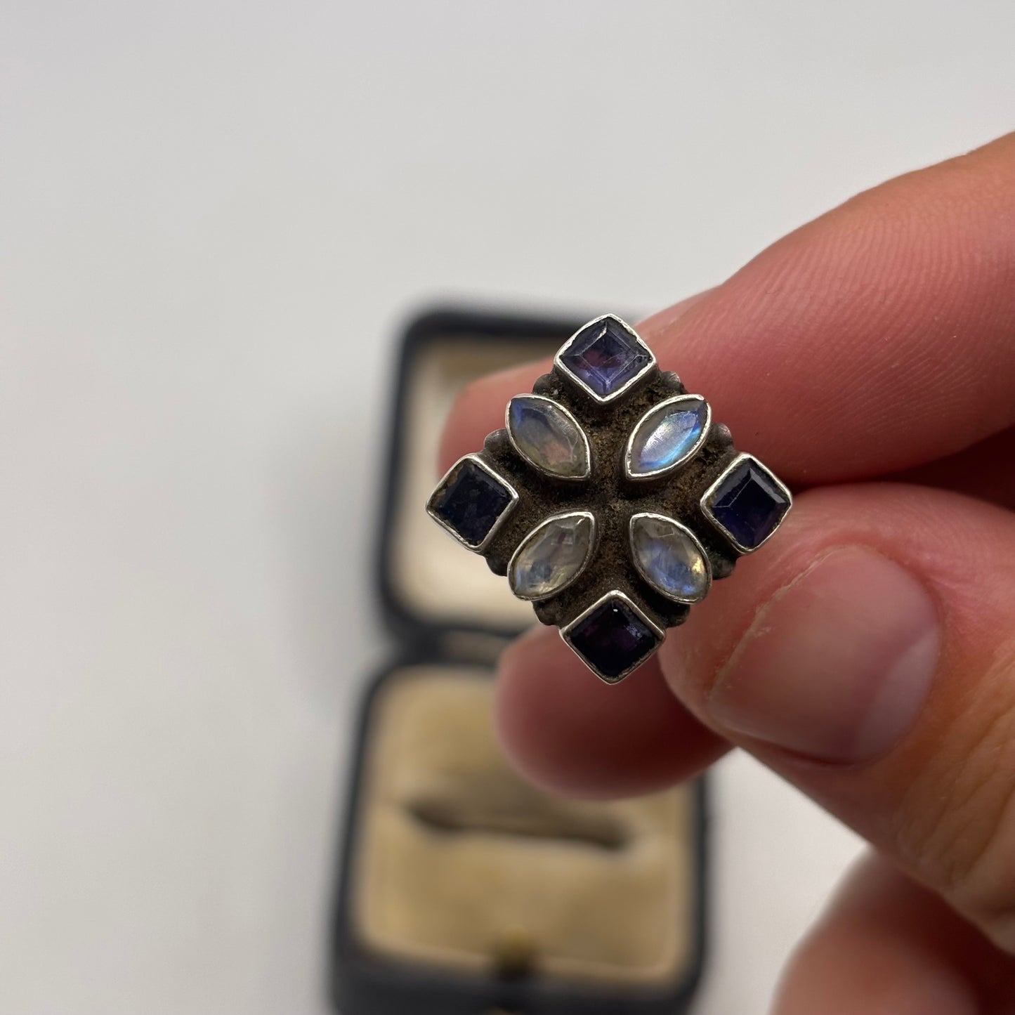 Silver Moonstone & Iolite Ring (P)