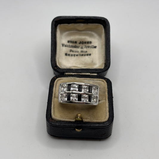 Silver Heavy Black & White CZ Ring (M)