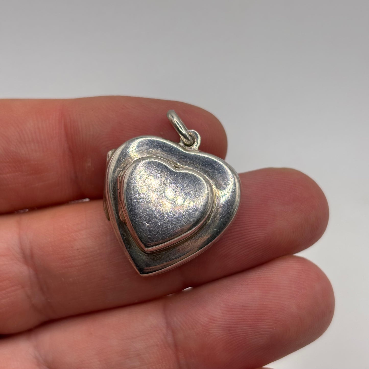 Silver Double Heart Picture Locket