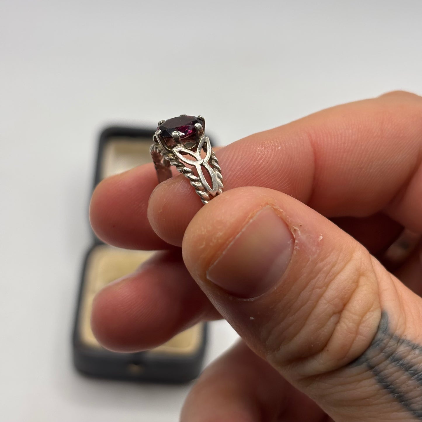Silver Garnet Ring