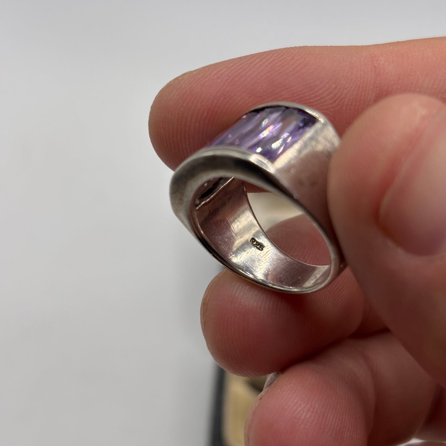 Silver Heavy Amethyst Ring (N)