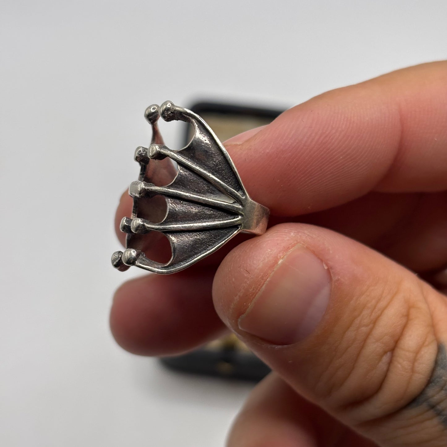 Silver Bat Wing Ring (K)